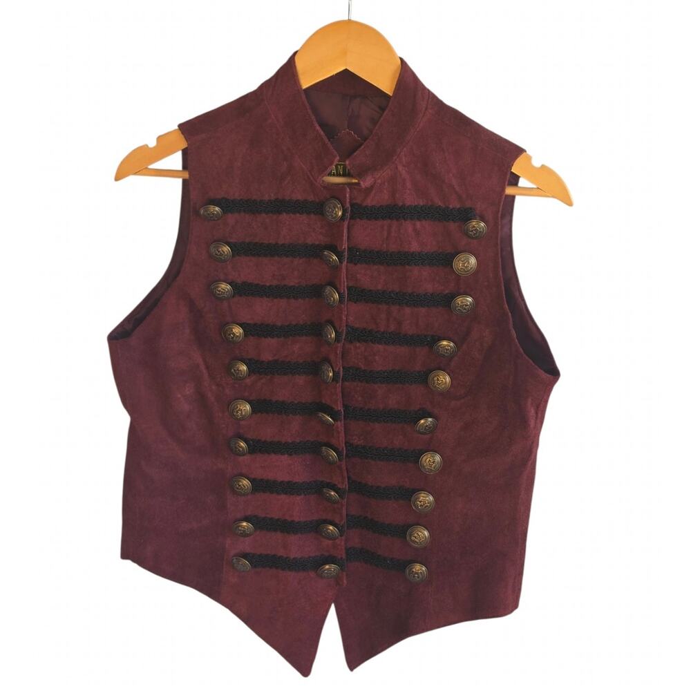 Clean Lines Classics Vintage Burgundy Leather Hook & Eye Vest Medium